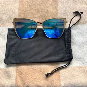 DIFF Large Blue/Gold Cat Eye Sunglasses "BECKY"